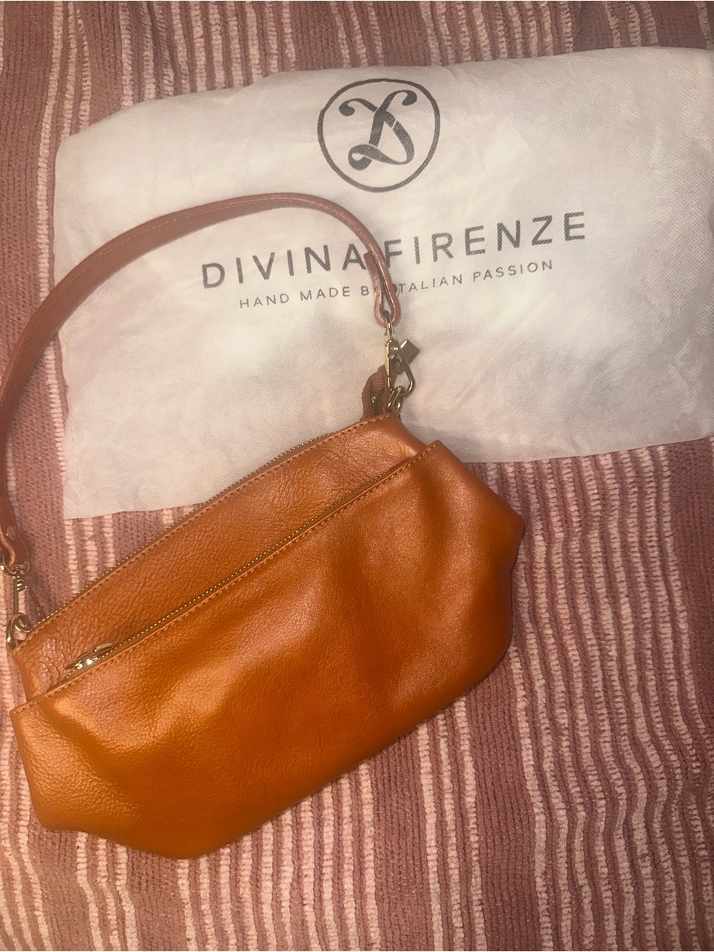 Divina Firenze Burnt Orange Leather Shoulder Bag